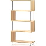 ottostyle.jp S字 オープンラック 5段 【4カラー】 収納棚 木目調 間仕切り アジャスター付き ディスプレイラック / シェルフ ジグザグラック リビング キッチン (ナチュラル)