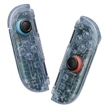 eXtremeRate Joycon 2対応用DIY交換シェルボタン、Nintendo Switch 2対応フルセットハウジングケース+デコレーションストリップ+ミドルブラケット+ボタン+工具キット デラックス版-クリア系【クリアグレイシャーブルー】