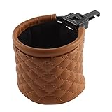 uxcell　自動車電話ポーチ　ブラウン　フェイクレザー　グリッドパターン