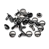 両面カシメ 7mm 足6ｍｍ ブラック 50組 カシメ レザークラフト 金具 手芸 革小物 ハンドメイド パーツ キーホルダー バッグ アンティーク シルバー ブラック ゴールド (7mm足6mmブラック)
