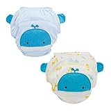 エルフ ベビー(Fairy Baby) ベビー用トレーニングパンツ 4層 防水 可愛い 再利用可能 2枚組(鯨,サイズ:L)
