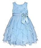 WIN 供ドレス トリプルリ 子どもドレス 　お嬢様 　ドレス　フォーマル ピアノ 発表会 結婚式 入園式 演奏会 プリンセスドレス 女の子 女児 ガールズ ノースリーブ (130cm, ブルー2)