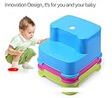 HANBUN 踏み台 子供 キッズ用 子供のスツール 厚い プラスチック スツール 踏み台 ステップ 2段 HM005 (BLUE)