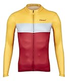 [ドネン サイクル] 長袖ジャージ トリコロールロングスリーブジャージ メンズ イエロー／グレー／レッ S