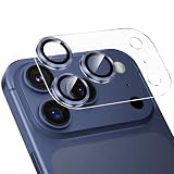 Podick カメラカバー iPhone 17 Pro Max 用 カメラフィルム 透明台座 全面保護 9H強化ガラス 傷防止 レンズ保護 耐衝撃 アイフォン 17 promax カメラ保護 高透過率 黒縁取り 露出オーバー防止 いphone カメラレンズプロテクター ディープブルー