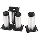 uxcell 調整できる キャビネット 脚 レッグ　ステンレス鋼プラスチック製シルバートンブラック　4個入り38mmx100mm