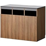 オフィスコム 法人様向け ゴミ箱収納カウンター 3連タイプ 木製 幅1200×奥行608×高さ950mm 古木×ダークグレー CELVO-TRC-W12D60-KB