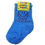 HAVE A HAPPY DAY[新生児足首靴下]ベビークルーソックス/ブルー