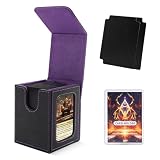 Scimi MTG デッキボックス 司令官ディスプレイ用 カードデッキボックス ダブルスリーブカード100枚対応 Magic Commander TCGカード収納ボックス 仕切り2枚付き 巾着袋 トップローダー1枚 (ブラック/パープル)