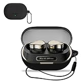 For SOUNDPEATS H3 用 ケース カバー KONXISA SOUNDPEATS H3 ワイヤレスイヤホンケース シリコン素材 耐衝撃 防水防塵 ウォッシャブル （カラビナ付き+ストラップ付き ） 着用しやすい 装着充電可能 持ち運びがしやすい（ブラック）