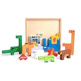 Kids木製漫画動物ビルディングブロックパズル教育玩具ボードゲームfor Children 13 Pieces Toy Set