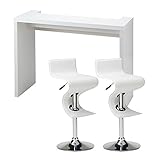 バーカウンターテーブル カウンターチェア 3点セット 幅120cm 同色2脚 回転式 昇降式 合皮 フェイクレザー rd-c2351×2&amp;rd-t8630 ホワイト