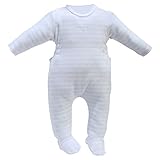 Cream Bebe Velour Baby Striped Footed Romper (0-3 Months, blue) by Cream Bebe