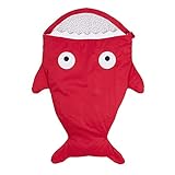 子供用　シュラフ　ベビー　おくるみ　サメの形　寝袋　ブランケット　暖かい　春秋用　赤ちゃん対応　柔らかい肌触り　 (レッド)