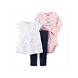 カーターズ Carter's ボディスーツ 長袖 ＆ チュニック ＆ パンツ 綿リブ100% 豪華3点セット 3-Piece Tunic & Pant Set NB (50-55cm)