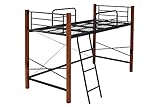 JKプラン ハイベッド 天然木脚 シングル 高さ調節 可能 パイプベッド ハイ ロフト ロー 頑丈 タイプ 天然木 IRI-1042SET-BKBR