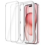 JETech iPhone 15(6.1インチ用) 保護フィルム 強化ガラスフィルム ガイド枠付き ケースに干渉なし HDクリア 3枚セット