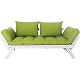 ソファ ソファーベッド 2人掛け 北欧デザイン リクライニング 天然木フレーム ホワイトフレーム×グリーン
