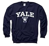Yale Bulldogs大人用アーチとロゴクルーネック – Navy M