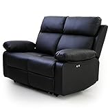 電動 リクライニング リクライニングソファ ソファ フットレスト 一体型 2人掛け レザー ブラック