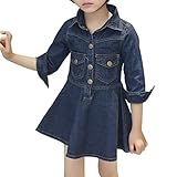 輝姫 ワンピース 子供上下セット ベビー服 女の子 ロリ ガールズ プリンセススカート デニム ウール 春秋 タイム スタンド ボタン 長袖 クラシック カーディガン チュニック (110ｃｍ)