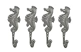 メタル装飾壁フックシルバー仕上げCoastalタツノオトシゴ4 Pieceメタル壁フックセット2.5 X 7.25 X 1.75インチシルバーモデル# 46828