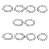 uxcell ロックワッシャー 20mm内径 炭素鋼 亜鉛メッキ 外部鋸歯状 10個入り