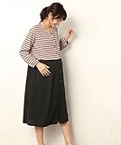 Angeliebe エンジェリーベ マタニティ パジャマ 授乳口付き T/C天竺 ボーダー × 無地 ネグリジェ 妊婦服 産前 産後 前開き 出産準備 L ベージュ 22223 22223270