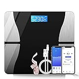 体重計 体脂肪計 強化ガラス 充電式 体重・BMI・体脂肪率・体水分率・筋肉量・骨量・BMR基礎代謝量・内臓脂肪レベル・BMIなど測定 体重