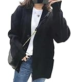 [1/2style] [ニブンノイチスタイル] カーディガン ボタン ポケット 付き ミドル 丈 オフィス vネック 長袖 レディース (M, 黒)