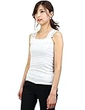 iz-87201010 L GREY(03) (ヨンユー) 4u ボーダータンクトップ 肩紐レース iz-87201010