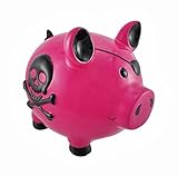 ホットピンクとブラックPirate Pig Skull and Crossbones貯金箱