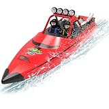 ラジコン ボート 高速 RCボート 2.4GHz ターボ噴射 25km/h 全比例スロットル 内蔵スクリュー 翻船復位 防水設計 大容量バッテリー2個 子供 大人向け 水上おもちゃ プレゼント (赤色)