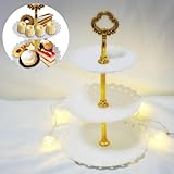 MMmall アフタヌーンティースタンド 3段 ケーキスタンド 3段 2段使用も可能 (ハートホール白)