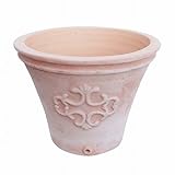 12号 模様入 アンティーク調 白化粧 植木鉢 おしゃれ 陶器 テラコッタ 穴あり（横穴あり）X1