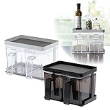 スパイスラック 調味料ストッカー 調味料ラック 調味料ストッカー＆ラック タワー 2個セット 全2色(ブラック)