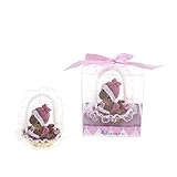 Lunaura Baby Keepsake - Set of 12 Girl Black Ethnic Baby on Tummy Inside Basket Favors - Pink by Lun