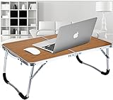 DEWEL 折り畳みサイドテーブル　折りたたみローテーブル ノートパソコンスタンド　 サイドテーブル カラフル スリム 折れ脚 コンパクト ポータブルテーブル・キャンプ・アウトドア 折畳テーブル ベッド ソファ 利用可能 (ブラウン)