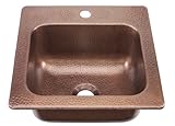 Sinkology Seurat Drop In Handmade Pure Solid Copper 15 in. 1-Hole Bar Copper Sink in Antique Copper 
