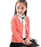 Snone子供服 シンプル 無地 カーディガン 長袖 ニット セーター 女の子 男の子 兼用 vネック 防寒 春秋 通学 普段着