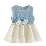 Cutelove 子供ドレス ワンピース ドレス 女の子 蝶結び付き レース デニムワンピース 可愛い 夏 袖なし ベビー 素敵 プリンセスドレス