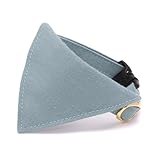 ぽぽねこ バンダナ付き猫首輪 MUJIコットンプレーン セイフティバックル・鈴付き・ハゲにくい (青緑, M)