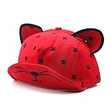 Domybest 可愛い子供帽子 キャップ ベビー 赤ちゃん ベースボールキャップ 猫耳　野球帽　ユニセックス 男女兼用　春 夏 秋 通学 通園 お出かけ UVカット　1～3歳　5色選択可能 (赤)