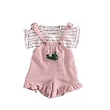 夏ベイビー服 女の子Ｔシャツ＋カバーオール Pojour 1-6歳キッズ用　可愛いうさぎ 子供ギフト 綿 通気 ピンク（90cm）