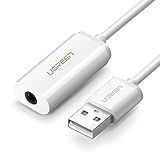 UGREEN USB オーディオ 変換アダプタ 外付け サウンドカード USB オーディオインターフェース 3.5mm TRRS 4極 マイク・ヘッドホン端子一体化 PS4,Raspberry Pi,MacBook,Windows PCなどに最適