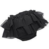 やわらかチュールスカート ブルマ スカート Wフリル ブラック地 (ブラックチュール)