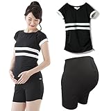 Sweet Mommy マタニティ 水着 セパレート パッド付 ハイウエスト ブラック M