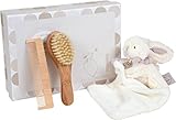 Doudou et Compagnie Learning Activities Bonbon the Rabbit Case/ Plush Toy/ Brush and Comb Taupe by D