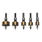 Demiawaking 5pcs 16-30mm ホールソーセット HSSドリルビット 高速度鋼　穴あけ/拡大ホール 5サイズ 木工用