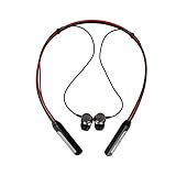 Bluetoothイヤホン ワイヤレスイヤホン ネックバンド カナル スポーツイヤホ ヘッドセット マイク内蔵 音声応答 マグネット機能 (レッド/ブラック)